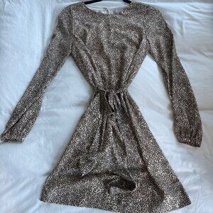 H&M Leopard Print Long Sleeve Mini Dress